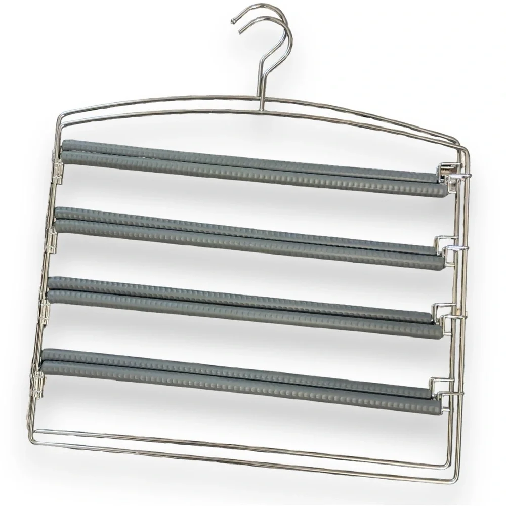RICHARDS 2 Grey 4 Tier Closet & Storage Clothes Hanger Space Saving w Swing Arms
